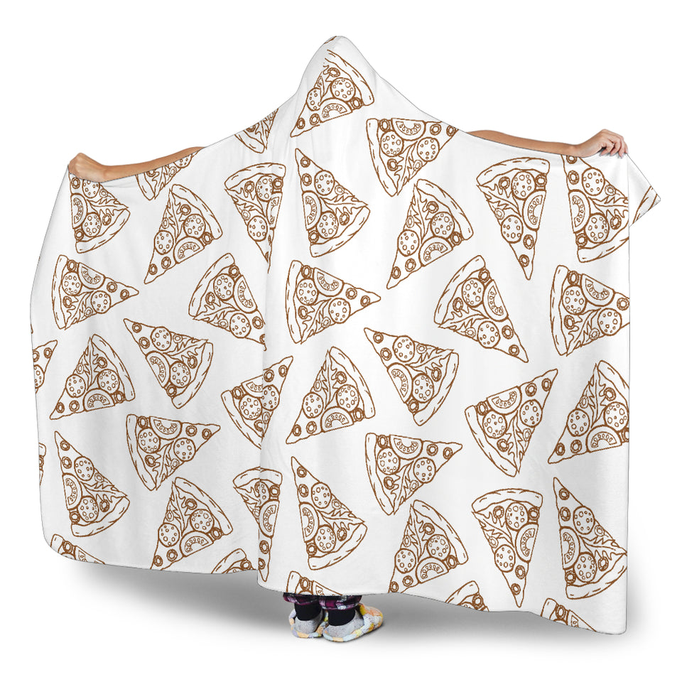 Hand Drawn Pizza Pattern Hooded Blanket