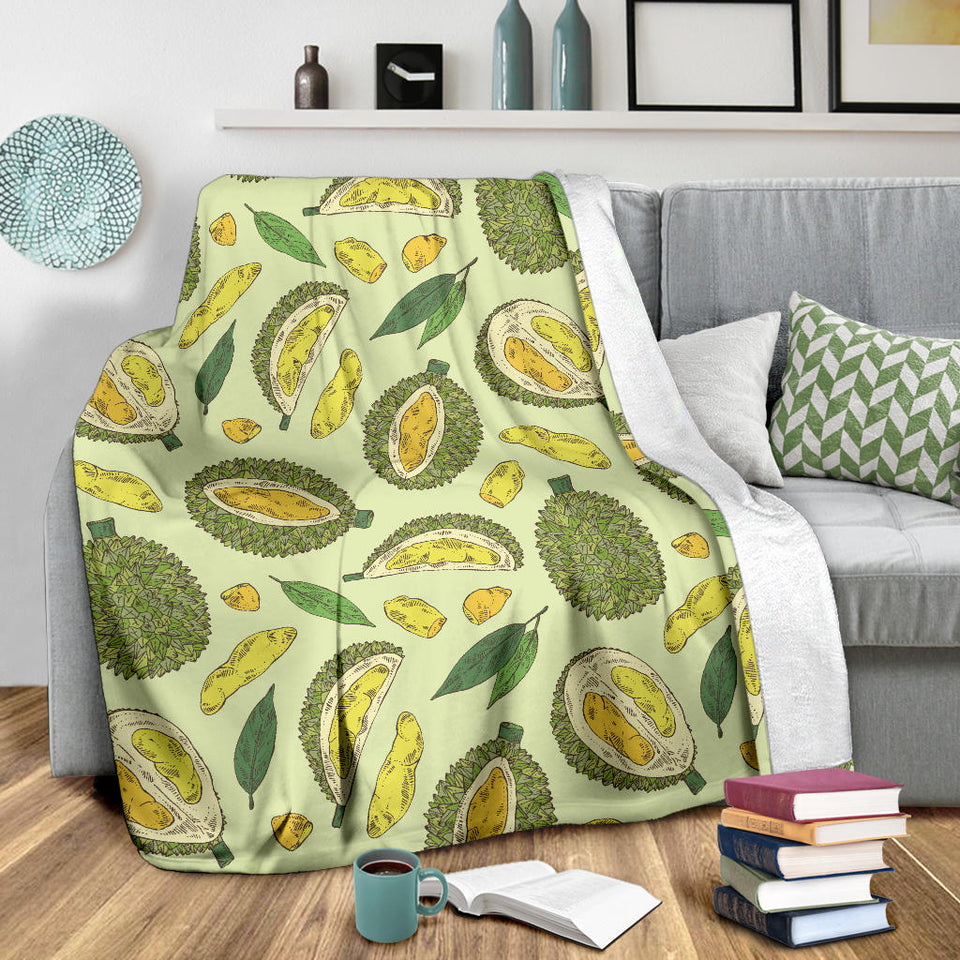 Durian Leaves Pattern Background Premium Blanket