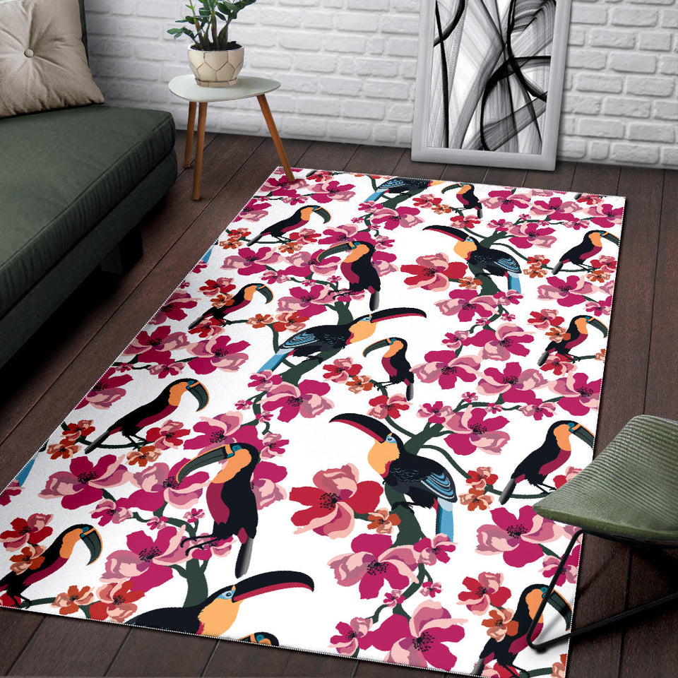 Toucan Flower Design Pattern Area Rug