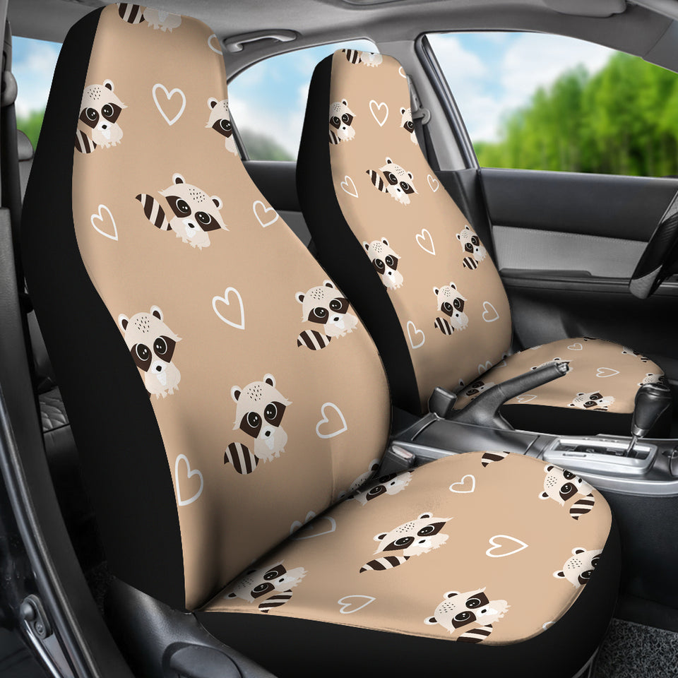 Cute Raccoon Heart Pattern  Universal Fit Car Seat Covers