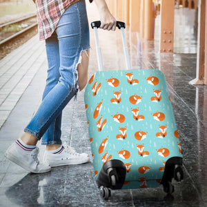 Fox Pattern Blue B Ackground Luggage Covers