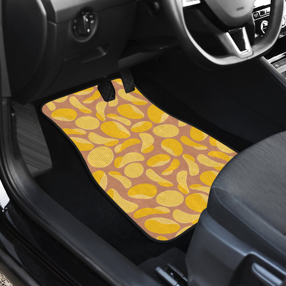 Potato Chips Pattern Print Design 01 Front and Back Car Mats