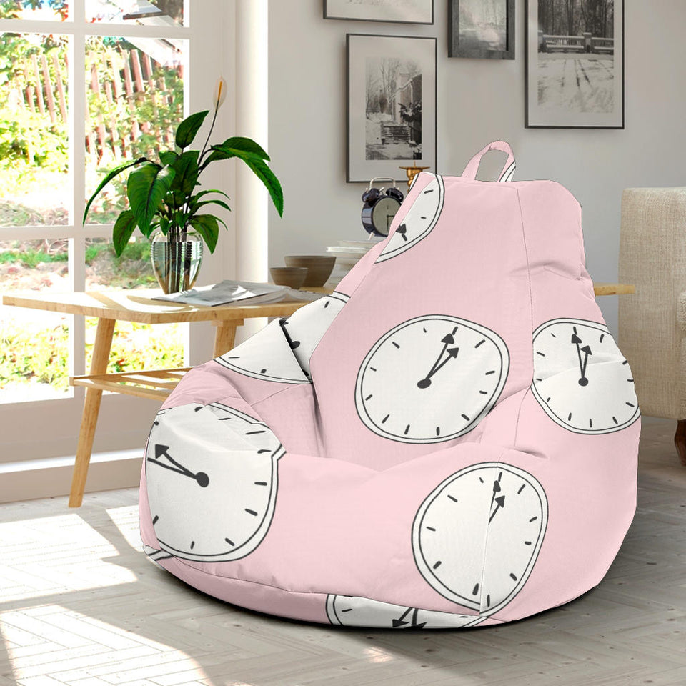 Clock Pattern Pink Blackground Bean Bag Cover
