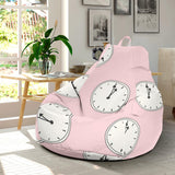 Clock Pattern Pink Blackground Bean Bag Cover
