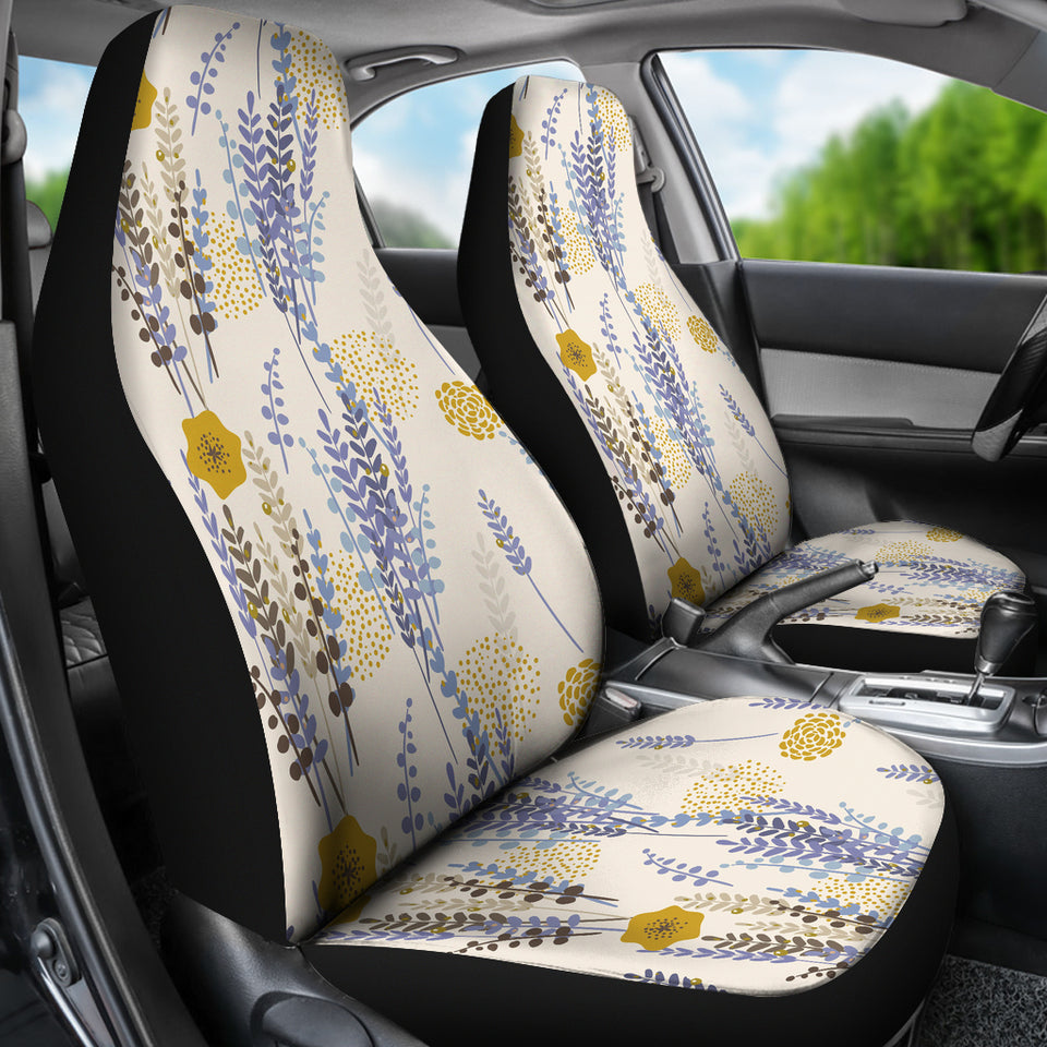 Lavender Modern Pattern Blackground Universal Fit Car Seat Covers