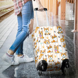 Cute Dog Corgi Striped Background Pattern Luggage Covers
