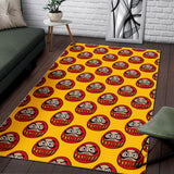 Daruma Japanese Wooden Doll Yellow Background Area Rug