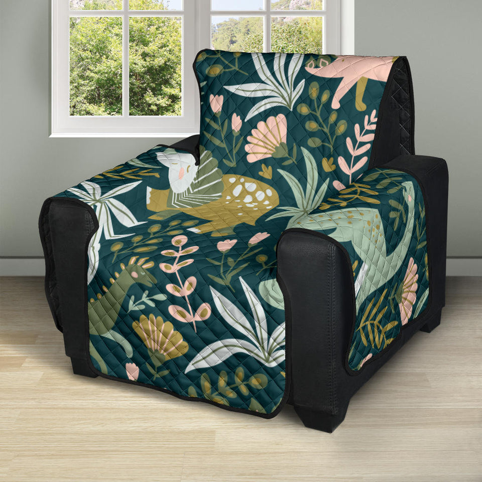 dinosaurs tropical leaves flower pattern Recliner Cover Protector