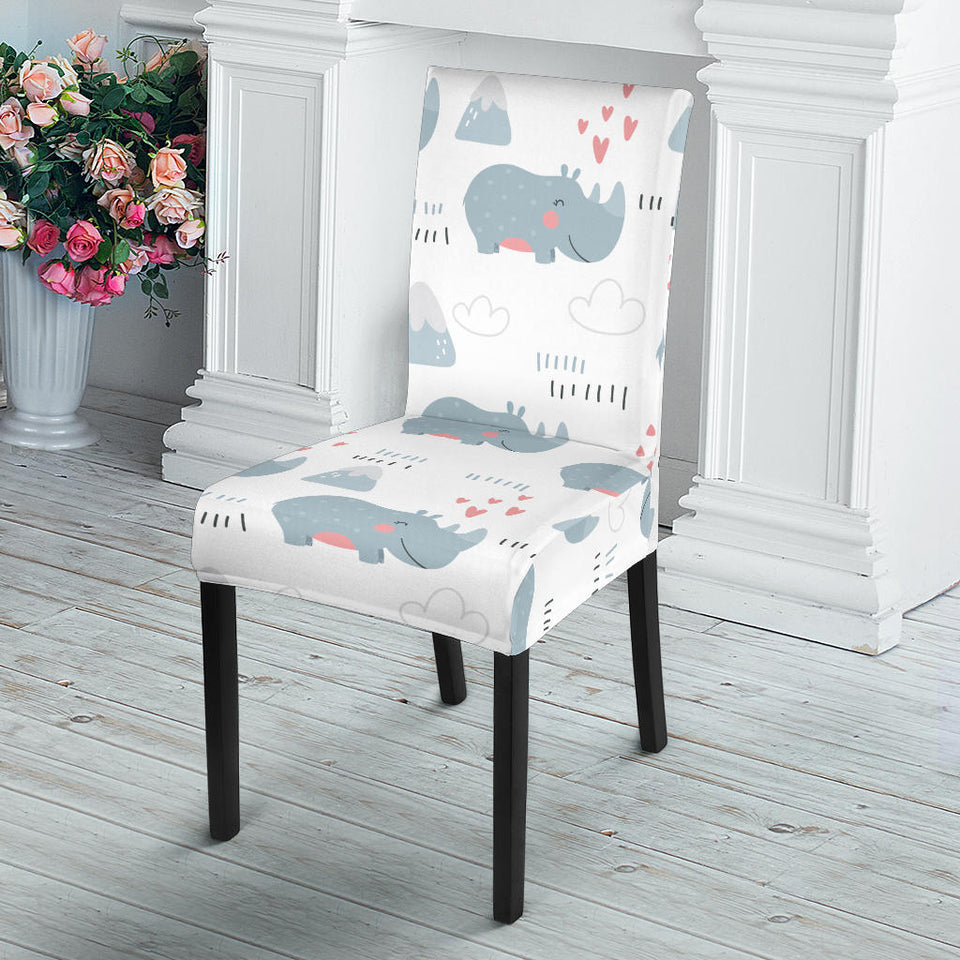 Cute Rhino Heart Pattern Dining Chair Slipcover