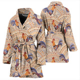 Cute Rooster Chicken Cock Floral Ornament Background Women'S Bathrobe