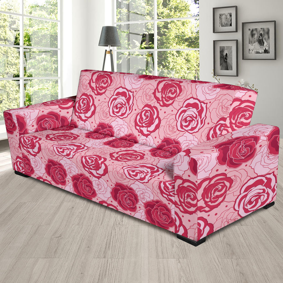 Rose Pattern Print Design 02  Sofa Slipcover