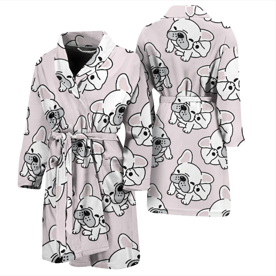 Cute French Bulldog Pattern Men'S Bathrobe