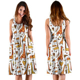 Giraffe Pattern Print Design 04 Sleeveless Midi Dress