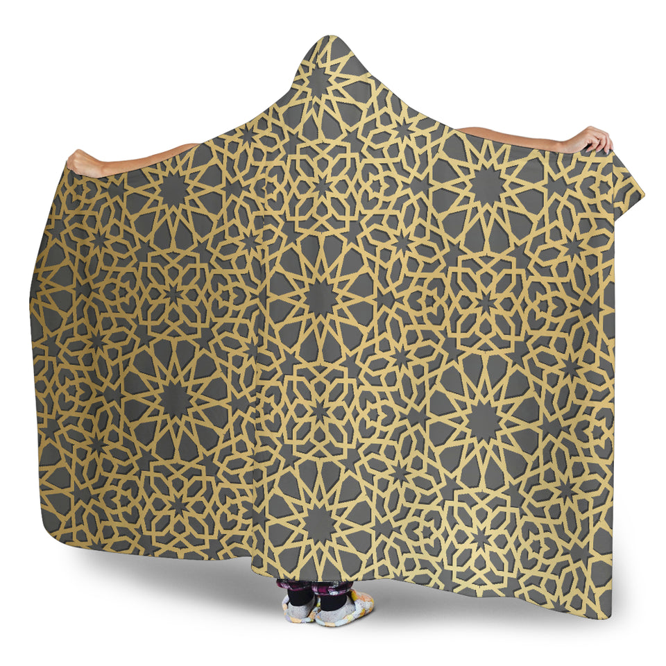 Arabic Star Gold Pattern Hooded Blanket