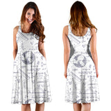 Math Pattern Print Design 03 Sleeveless Midi Dress