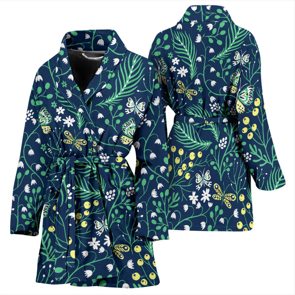 Butterfly Leaves Pattern Women'S Bathrobe