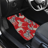 Zebra Abstract Red Background Front And Back Car Mats
