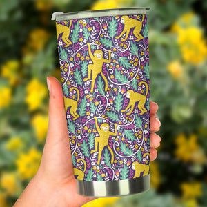 Cute Yellow Monkey Leaves Pattern Tumbler