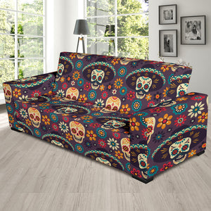 Sugar Skulls Flower Maxican Pattern Sofa Slipcover