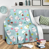 Cute Snowman Snowflake Pattern Premium Blanket