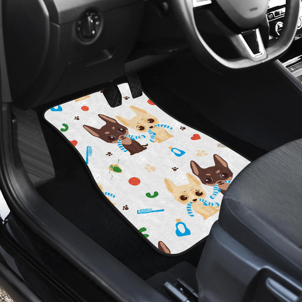 Cute Chihuahua Dog Pattern Front And Back Car Mats