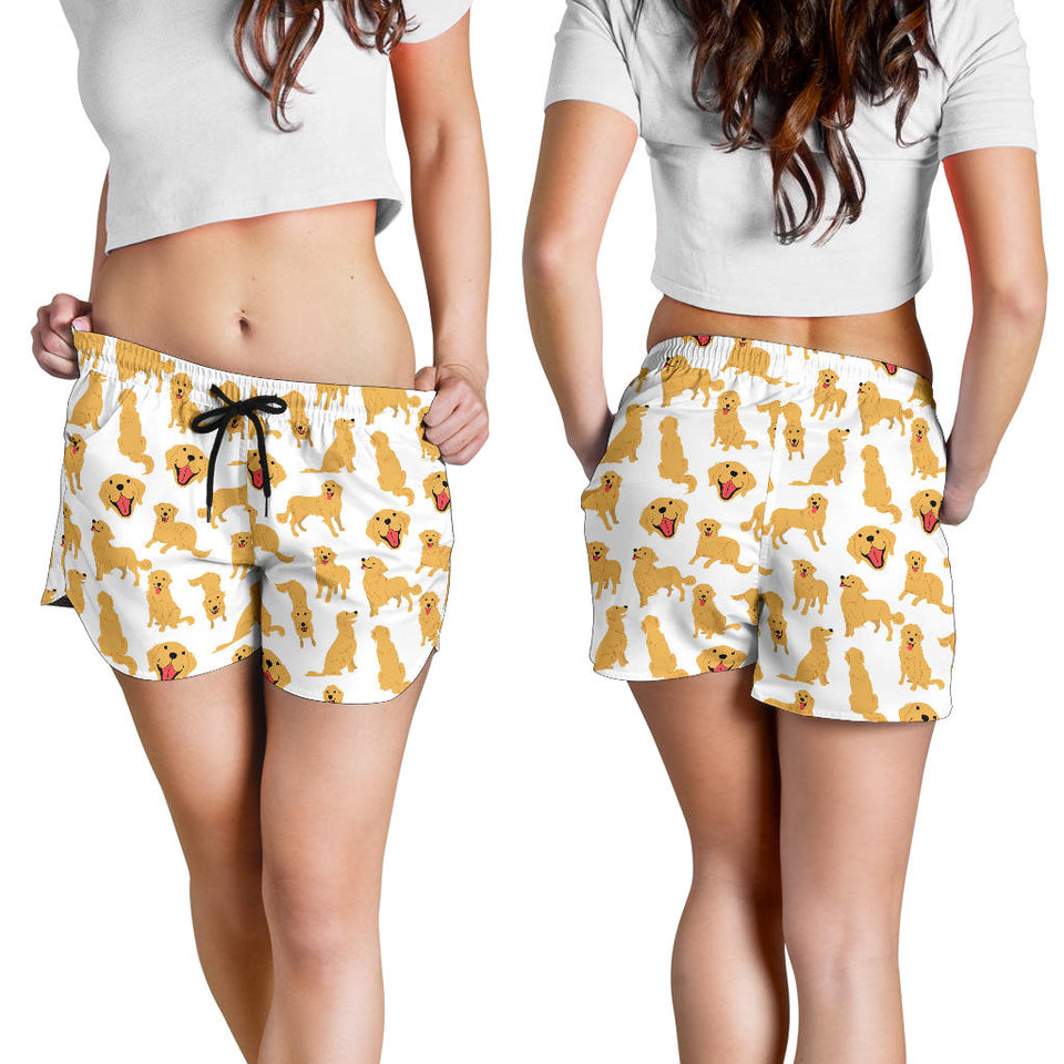 Golden Retriever Pattern Print Design 05 Women Shorts