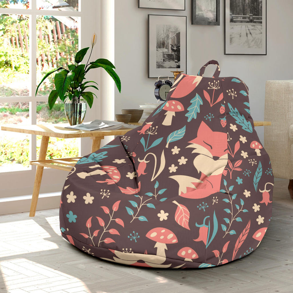 Fox Leaves Mushroom Pattern Bean Bag Cover
