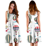 Hot Air Balloon Pattern Sleeveless Midi Dress