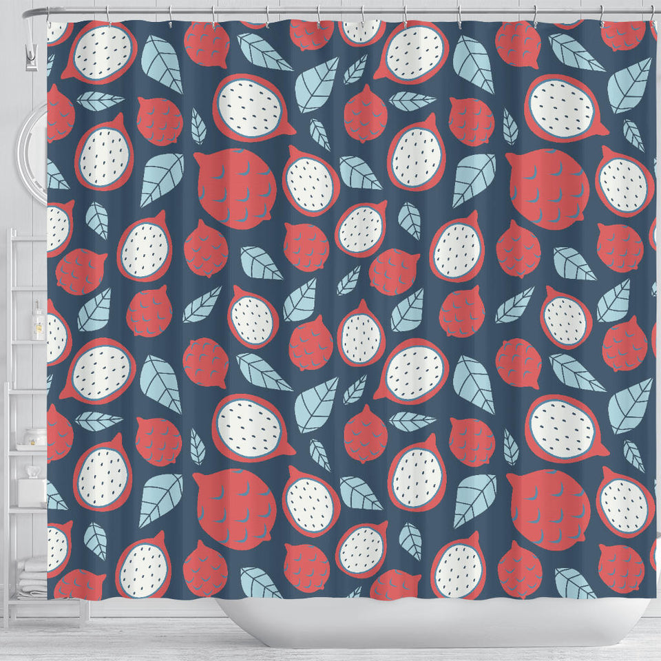 Dragon Fruits Dark Blue Background Shower Curtain Fulfilled In US