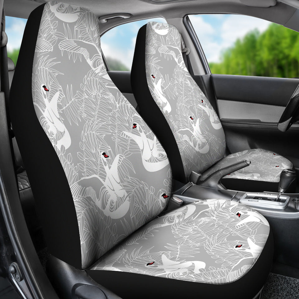 White Swan Gray Background  Universal Fit Car Seat Covers