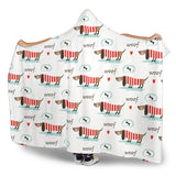 Cute Dachshund Bone Pattern Hooded Blanket
