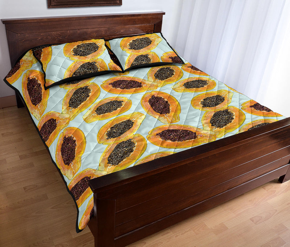 Watercolor papaya pattern Quilt Bed Set