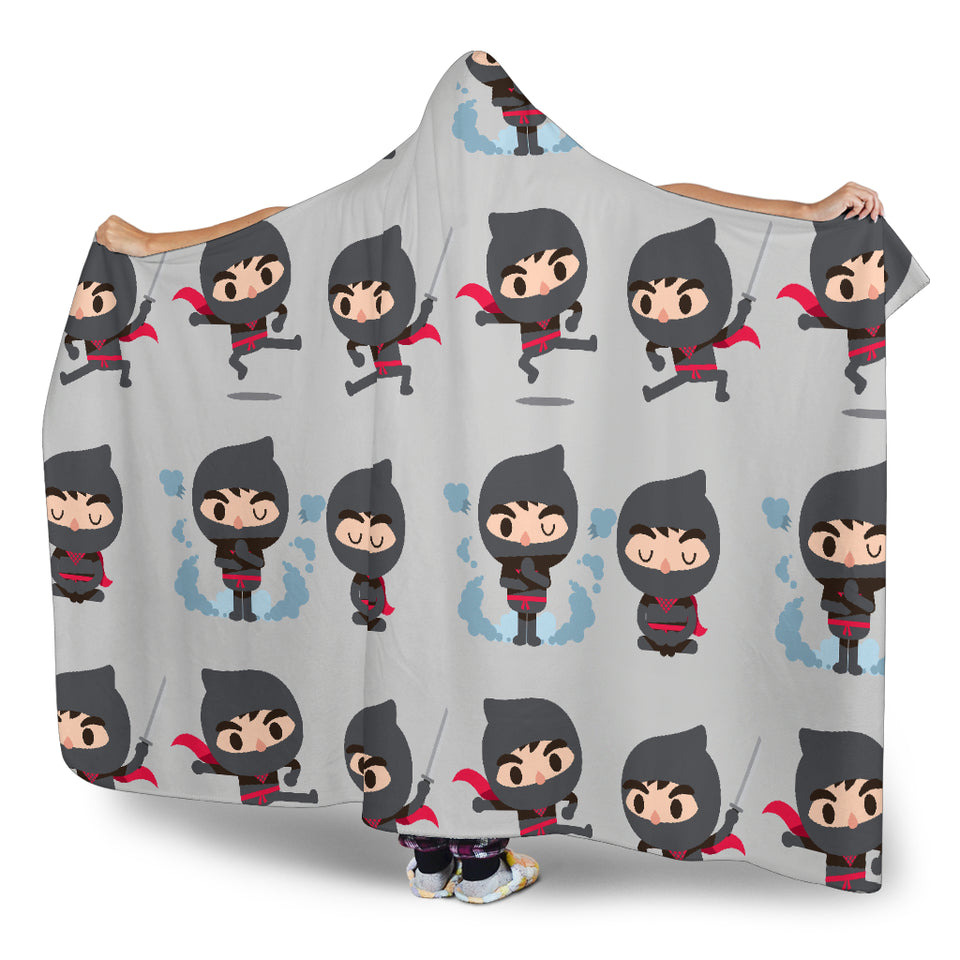 Cute Ninja Pattern Hooded Blanket