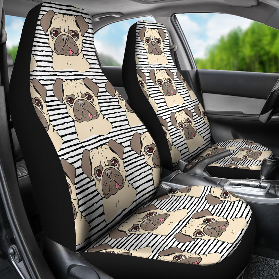 Happy Pug Pattern  Universal Fit Car Seat Covers