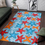 Blue Red Orange Starfish Pattern Area Rug
