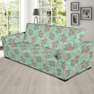 Hippopotamus Pattern Print Design 02 Sofa Slipcover