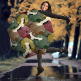 Japanese Cranes Flying Forest Dot Pattern Umbrella