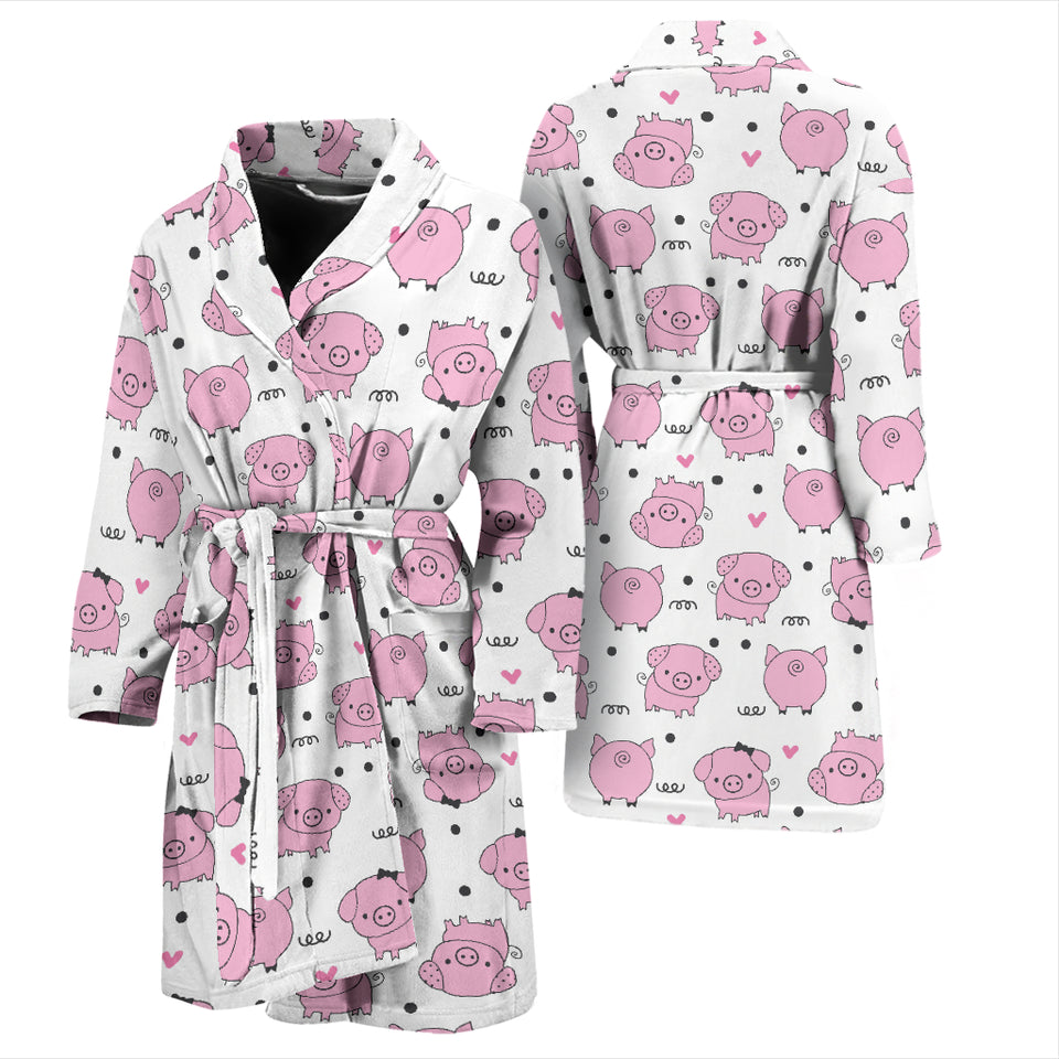 Pig Pattern Print Design 03 Men's Bathrobe