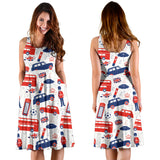 British Pattern Print Design 03 Sleeveless Midi Dress