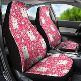 Maneki Neko Lucky Cat Sakura Pink Background Universal Fit Car Seat Covers