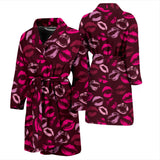 Lips Pattern Print Design 03 Men's Bathrobe