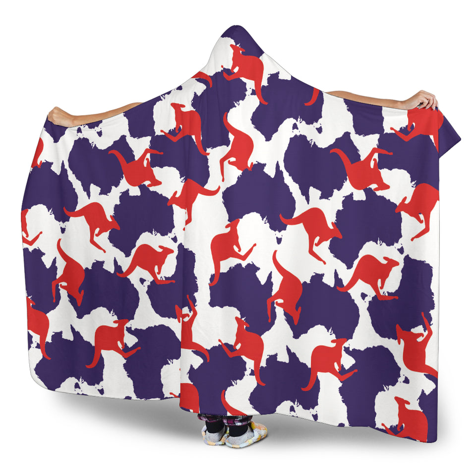Kangaroo Australian Pattern Hooded Blanket