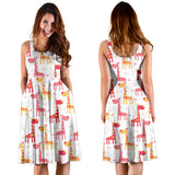 Giraffe Pattern Print Design 03 Sleeveless Midi Dress