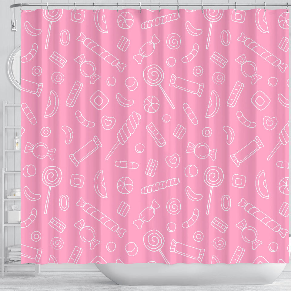 Sweet Candy Pink Background Shower Curtain Fulfilled In US