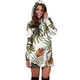 Monkey Red Hibiscus Flower Palm Leaves Floral Pattern Women'S Hoodie Dress