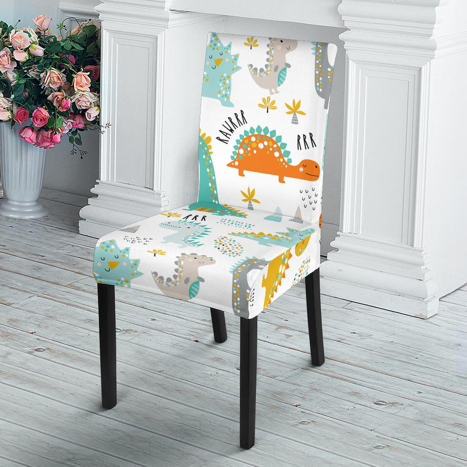 Cute Funny Kids Dinosaurs Pattern Dining Chair Slipcover