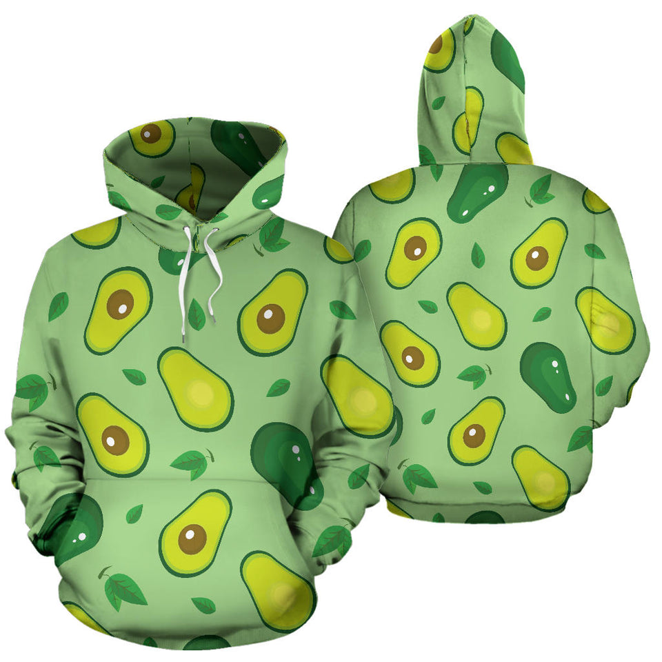 Avocado Pattern Green Background Men Women Pullover Hoodie