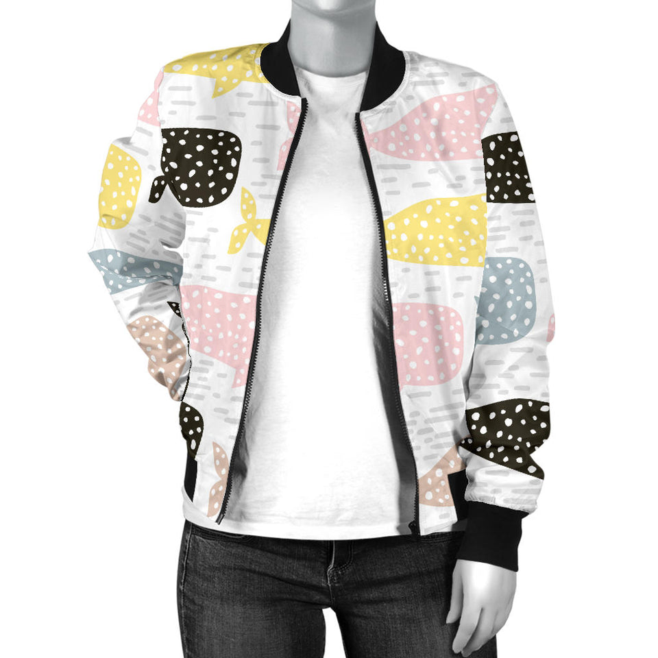 Whale Dot Pattern Women'S Bomber Jacket