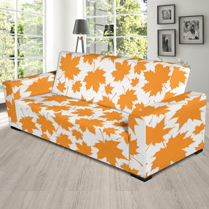 Orange Maple Leaf Pattern Sofa Slipcover