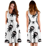 Ninja Pattern Plaid Background Sleeveless Midi Dress